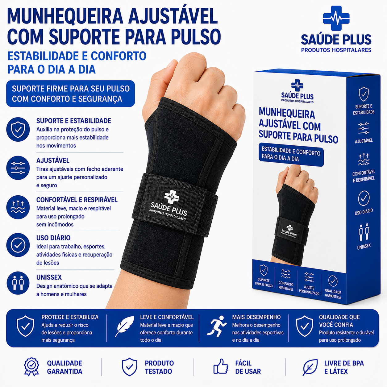 Munhequeira Ajustável com Suporte para Pulso